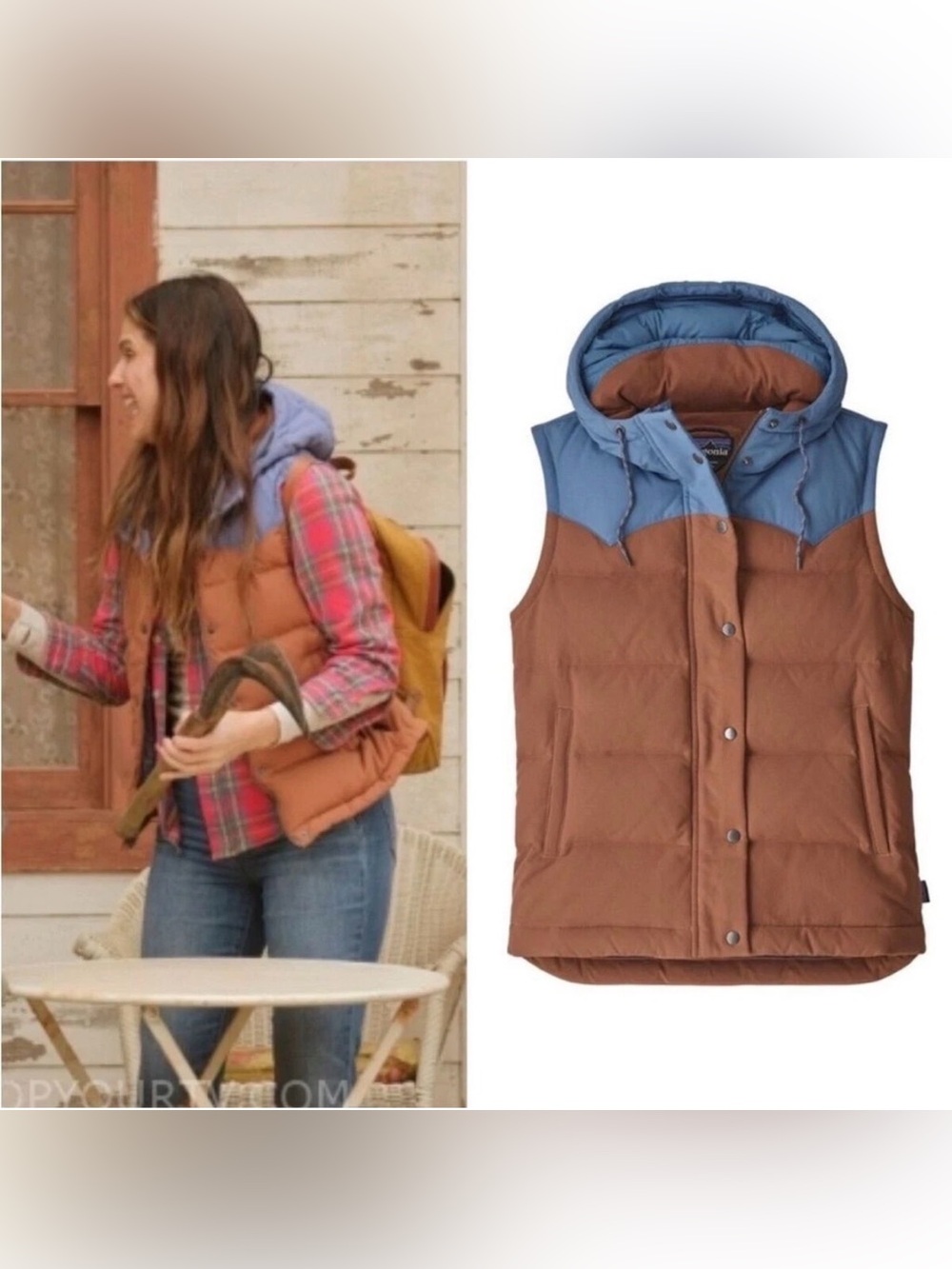 Patagonia Bivy Hooded Vest Womens XL Down Puffer Sisu Brown Outdoor Hiking Zip - Picture 3 of 11
